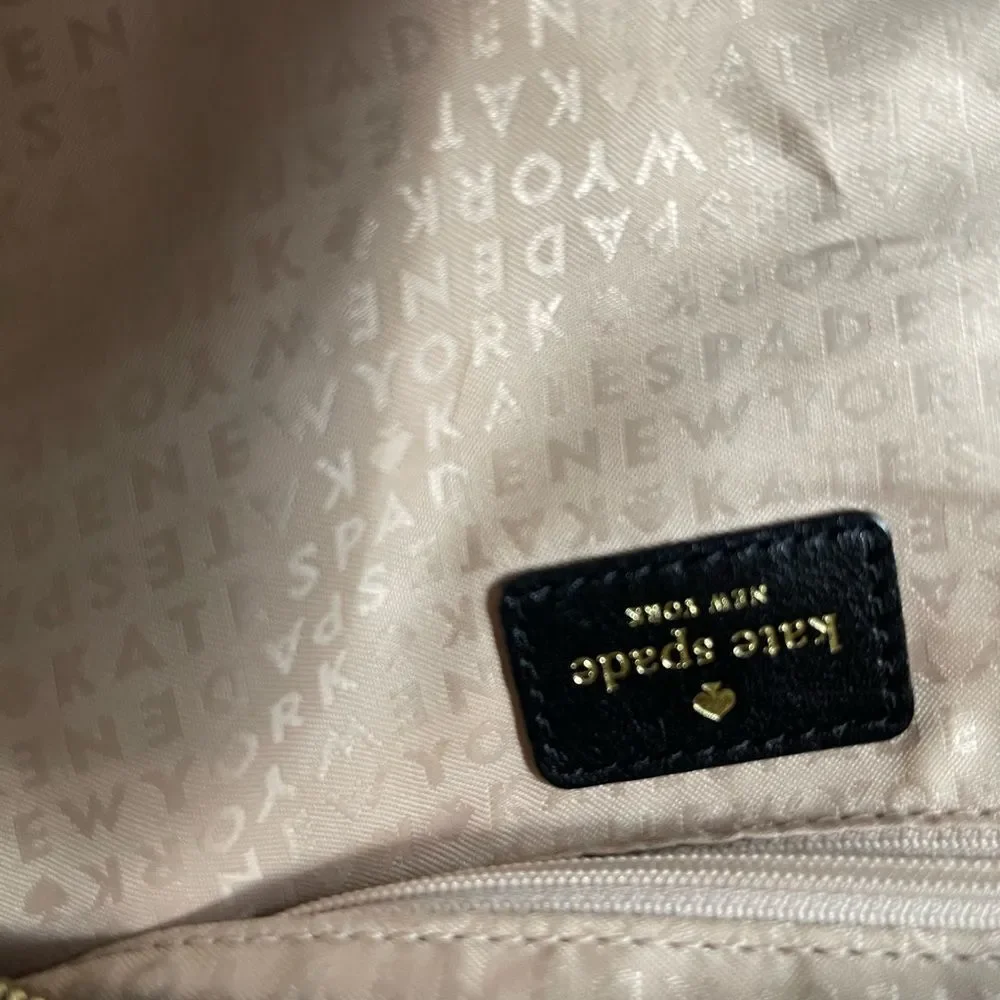 Kate Spade black &off white custom Kate spade logo printed fabric crossbody bag